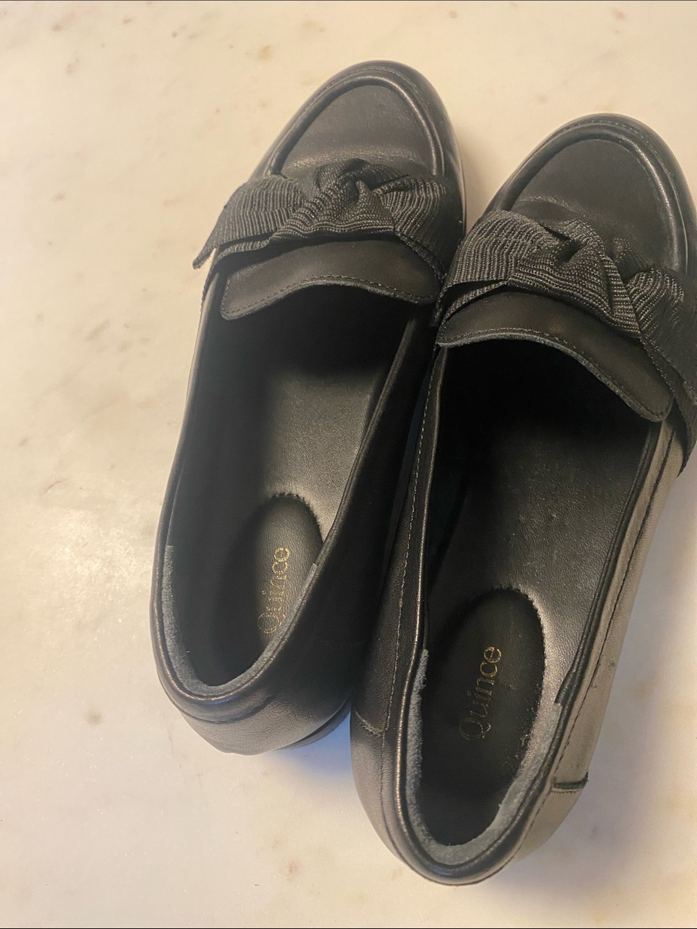 Quince Italian Black Leather Bow Penny Loafer Size 8 - Picture 6 of 7